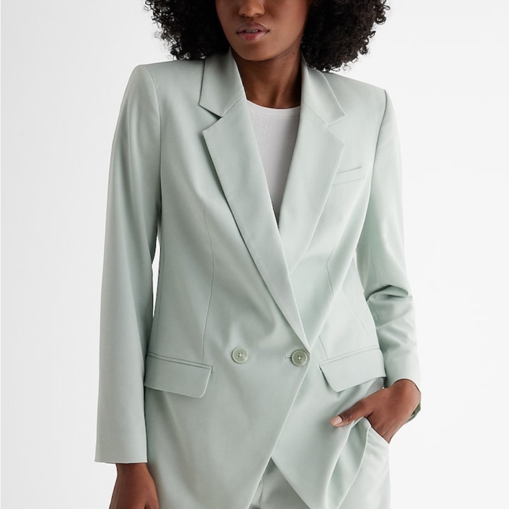 *BRAND NEW WITH TAGS* Iced Aqua Double Breasted Cinched Boyfriend Blazer
